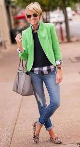 Casual Outfit For 50 Year Old Woman With Green Jacket And Jeans Clothes For Women Over 50 Womens Fashion Casual Summer Trending Fashion Outfits
