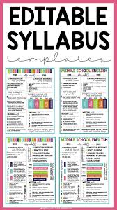 Editable Syllabus Templates For The First Day Of School Syllabus Template Middle School Syllabus Meet The Teacher