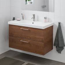 Godmorgon Odensvik Sink Cabinet With 2 Drawers Brown Stained Ash Effect Dalskar Faucet 40 1 2x19 1 4x25 1 4 In 2020 Badkamer