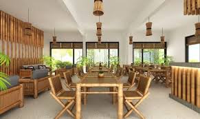 A square wall mirror has a decorative top and 2 rectangular wings. Interior Design Decorating Ideas Using Bamboo Furniture Handicraftsafimex