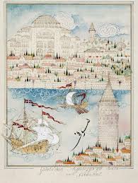 Galata Dan Ayasofya Ya Bakis Minyatur Ofis Taner Alakus Minyatur Atolyesi Islamic Art Art Miniature Painting