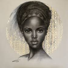 African Woman Art Black And White Lesedi Light In Sesotho By Sara Sian In 2020 African Portraits Art African Drawings African Women Art