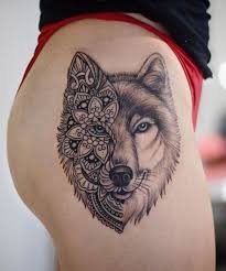 Mandala Wolf Tattoo Designs For Women I Like The Placement Wolf Tattoos For Women Vintage Tattoo Body Art Tattoos