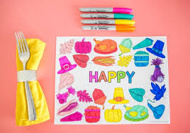 Thanksgiving color me cards have the kids give one of our free thanksgiving color me cards. Free Printable Thanksgiving Placemat Craft Coloring Placemats
