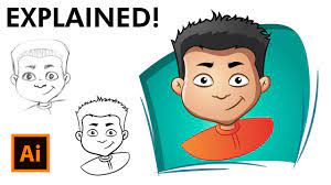 How To Draw A Cartoon Face - Adobe Illustrator Drawing Tutorial - Youtube