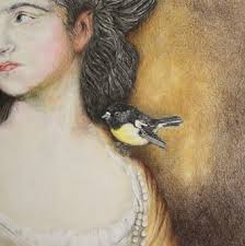 Here are some new colour pencil drawings to be exhibited at the Dio Art  Exhibition this weekend. The series is called First Sight, they are NZ  birds along with Gainsborough paintings, which