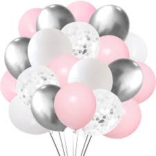 Buy Silver Pink White Latex Balloons 50 Pack 12 Inches Silver Confetti Party Balloon Metallic Balloons For Girl Baby Shower Birthday Bridal Shower Wedding Party Decorations Supplies Online In Italy B08nd269bc