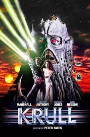 Just finished watching "Krull" on Pluto. Typical B movie of the 80s, it had  a few good moments, a lot of "why?" moments, Robbie Coltrane and Liam  Neeson, and a soundtrack composed