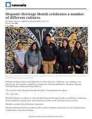 Here are all the facts on hispanic heritage month. Studentshispanicherritagemonth Pdf Hispanic Heritage Month Celebrates A Number Of Different Cultures By Hanna Guerrero Adapted By Newsela Staff On Course Hero
