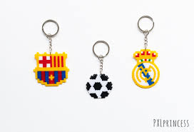 Real Madrid Football Soccer Barcelona Keychain Pixel Art Soccer Hama Perler Beads Sport Fan Champions League By Pxlprinc Perler Beads Perler Bead Art Pixel Art