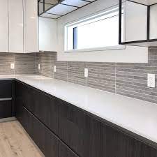 Filter, save & share beautiful kitchen with white backsplash remodel pictures, designs and ideas. Modern Light Gray Subway Backsplash Tile Contemporary Design