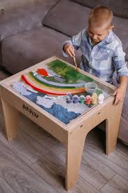 Art Light Activity Wood Table Desk For Kids Etsy In 2020 Light Activities Light Art Sand Drawing