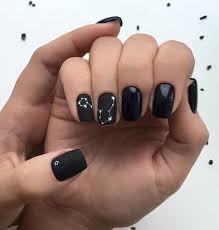 Acrylic Black And Teal Nails Pin On Nogti