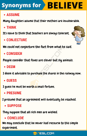 Another Word For Believe List Of 100 Synonyms For Believe 7esl English Vocabulary Words Learn English Words Writing Words