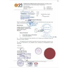 What is required to get a certificate of free sale from enterprise florifa? Oral Spa Sonic Brush Head 3s