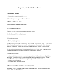 · intocmirea declaratiilor privind obligatiile catre institutiile statului; Fisa Postului Pentru Specialist Resurse Umane