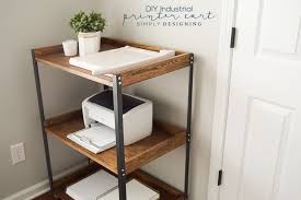 Diy Printer Table With An Industrial Style To Give Your Office More Storage Cheap Office Furniture Home Office Decor Home Office Furniture