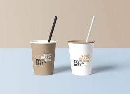 Download Free Paper Coffee Cups With Straw Mockup Psd Good Mockups