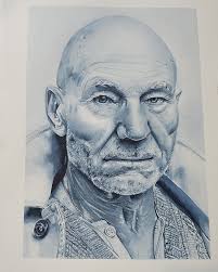 Medium -watercolour painting- patrick Stewart created by me. I have a page  it isnt finished yet. Paynes grey