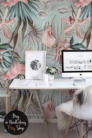 Tropical Pastel Flowers Removable Wallpaper Tropical Wall Mural Pastel Flowers Decor Repositionable Wallpaper Wall Decor 140 Wallpaper Walls Decor Tropical Decor Tropical Home Decor