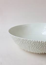 Large white ceramic fruit bowl. Ditte Blohm Large Fruit Bowl Spiky 8 Holland Street