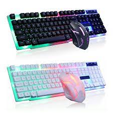 Computer Desktop Gaming Keyboard And Mouse Mechanical Feel Led Light Backlit Video Game Room Design Keyboard Computer Setup