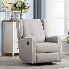 Canmov Swivel Rocker Fabric Manual Recliner Chair For Living Room Soft Microfiber Single Seat Reclining Swivel Rocker Chair Living Room Recliner Rocker Chairs
