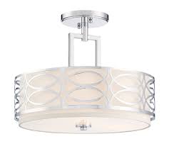 Kira Home Sienna 15 3 Light Semi Flush Mount Ceiling Light White Fabric Shade Glass Diffuser Chrome Finish Walmart Com Walmart Com