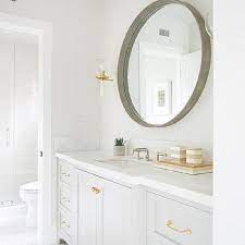 Vanity units are an essential part of any bathroom. Gray Vanity Cabinets Gold Hardware Design Ideas