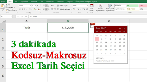 Excel Tarih Secici Ekleme Kolay Yolu Kodsuz Ve Makrosuz Calisir Tarih Yat Youtube