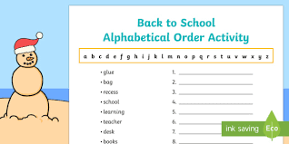 The task is, for every character in the string print its position in the english alphabets. Back To School Alphabetical Order Worksheet Worksheet