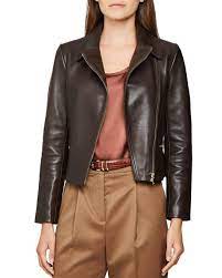 Reiss Shae Leather Biker Jacket In Chocolate Brown Lyst