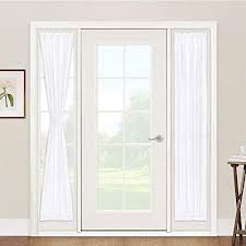 As with most of our wood doors, our divided lite doors are offered in mahogany wood or a variety of other custom woods that can be stained a variety of colors, with a selection of glass types including clear, beveled, and patterned glass. Amazon Com Window Treatments For French Doors Linen Texture Semi Sheer Privacy Sidelight Panels Glass Door Curtains For Entry Door Front Door Foyer Window Blinds 2 Free Ropes 2 Panels 30 X