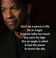Don't be be a a parrot in life Be an Eagle. A parrot talks too much but but  can't fly high. But an eagle is silent & had the the power to