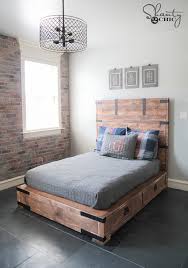 A rustic headboard will make your bedroom feel cozy and give it that farmhouse. Diy Full Or Queen Size Storage Bed Shanty 2 Chic