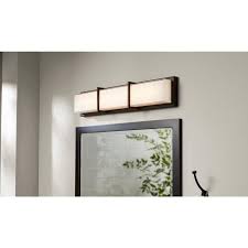 Installed in either vertical or horizontal positions, and with switch selectable color temperature settings, these modern led vanity lights provide the Allen Roth Brighton 4 Light Bronze Modern Contemporary Vanity Light Bar Lowes Com Led Vanity Lights Vanity Light Bar Contemporary Vanity