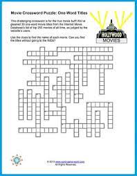 Free printable movie crossword onlinecrosswords.net. Fun Movie Crossword Puzzles