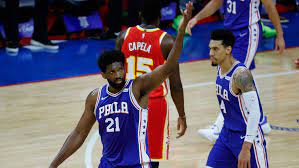 The philadelphia 76ers, led by forward joel embiid and guard ben simmons, face the atlanta hawks, led by guard trae young, in game 7 of their nba playoffs eastern conference second philadelphia 76ers center joel embiid (21) is defended by atlanta hawks center clint capela (15) as he goes in. Hawks Vs 76ers Score Takeaways Joel Embiid Dominates Leads Philadelphia To Win Over Atlanta In Game 2 Cbssports Com