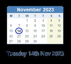November 14, 2023 Calendar with Holiday info and Count Down ...