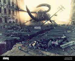 Ruined City By Giant Insects Apocalyptic Fantasy Concept 3d Rendering Stock Photo Alamy