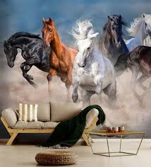 Graphics world 7 horse running vinyl vastu poster 48x24. The Seven Horses P 4675 Wallskin