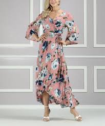 Suzanne Betro Dresses Dusty Rose Floral Wrap Dress Women Plus Zulily Dresses Dusty Rose Dress Womens Dresses