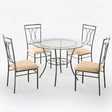 Metal Glass Dining Set Of 5 Round Tabletop Chairs Upholstered Seats Cushions In 2020 Metal Dining Set Round Dining Table Sets Round Dining Room Sets