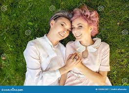 Happy Playful Lesbian Couple in Love Sharing Time Together Stock Image -  Image of caucasian, girls: 125261307