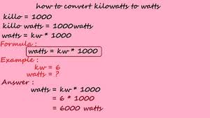 how to convert kilowatts to watts electrical calculation