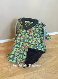 Ninja Turtles Car Seat Canopy Green Car By Ourfaithfulcreations Baby Shower Gifts For Boys Turtle Baby Shower Baby Car Seats