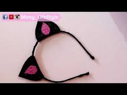 طريقة تجديد طوق شعر قديم وتزيينه على شكل ودن قطه اعادة تدوير توكة شعر youtube diy shoes crochet designs crochet