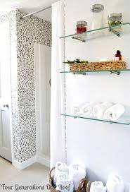 These storage ideas, including modern, industrial, and rustic styles and. Diy Bathroom Renovation Reveal Four Generations One Roof Glass Shelves In Bathroom Bathroom Renovation Diy Diy Bathroom Renovation