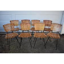 Gorgeous Set Of 8 Mid Century Modern Arthur Umanoff Dining Chairs Featuring Wood Slats On Iron Bases These Chairs Dining Chairs Chair Farmhouse Dining Chairs