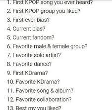 Answer the set of questions the tagger sent for you in their post (the list will be at the bottom of this post) and then . This Is Me 13 Kpop Questions Tag Wattpad